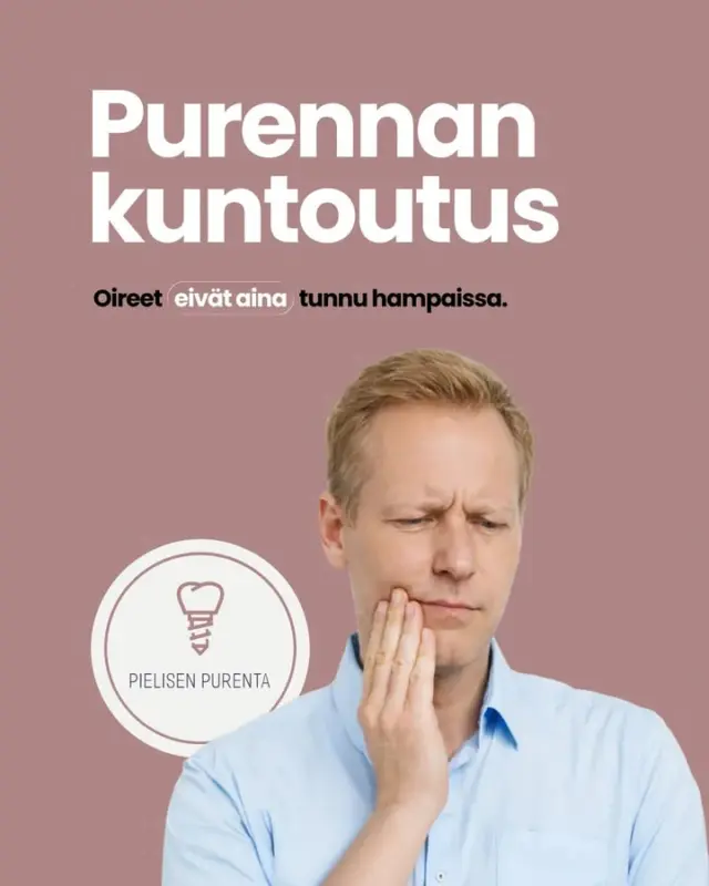 Purenta voi kuormittaa huomaamatta, ja joskus oireet eivät tunnu suoraan hampaissa. Leuka voi väsyä ja suussa voi olla tunne, että kaikki ei osu kohdalleen niin kuin pitäisi.

Pielisen Purennassa purennan kuntoutus tehdään kokonaisuutena, jossa selvitetään, mistä kuormitus syntyy ja miten sitä voidaan helpottaa. Hyödynnämme digitaalisuutta ja huipputeknologiaa, jotta tutkiminen on tarkkaa ja hoidon suunnittelu selkeää.

Monelle suurin helpotus on se, että asioille löytyy selitys, ja hoito etenee vaihe vaiheelta, ilman arvailua.

Varaa aika, niin katsotaan yhdessä miltä juuri sinun purentasi näyttää! ✨

#pielisenpurenta #purenta #hammastarkastus